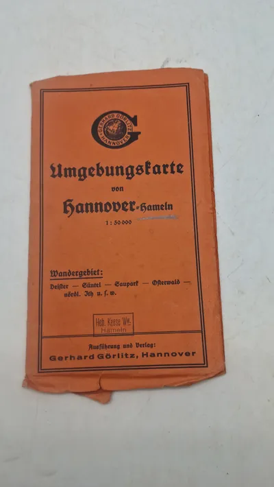 Umgebungskarte von Hannover-Hameln" (omgivelseskort over Hannover-Hameln) udgivet af Gerhard Görlitz, Hannover. Original