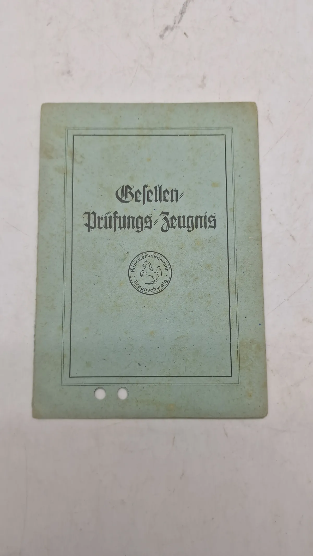 Tysk Gesellenprüfungszeugnis (tysk svendebrev) fra Handwerkskammer Braunschweig