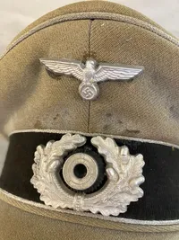 Original tysk Bundeswehr kasket omdannet til ww2 - korkarde/egeløv er originalt - ørn Postwar
