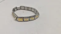 Nomination composable armbånd lavet af rustfrit stål med 18K guld- og zirconia-detaljer