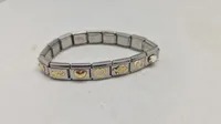 Nomination composable armbånd lavet af rustfrit stål med 18K guld- og zirconia-detaljer