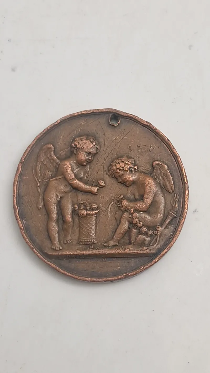medalje, der fejrer besøget af den danske prins og prinsesse på mønten i Paris i 1822. Original
