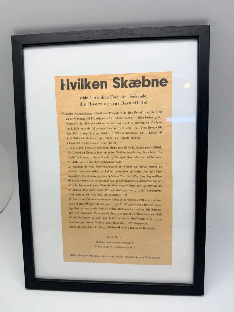 Indrammet Dansk SS hverve annonce, original