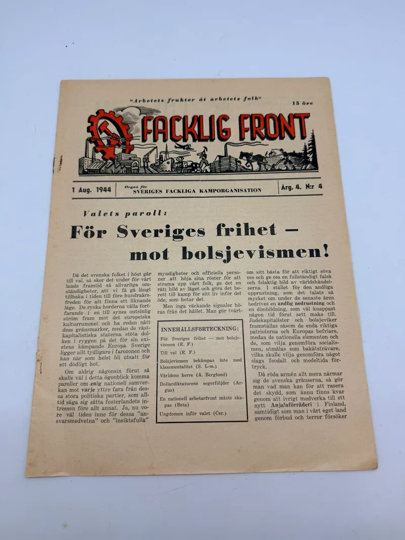 Svensk Nazistisk avis WW2, original  ekstremt sjælden