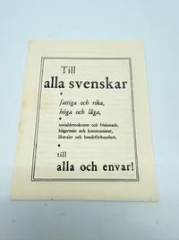 Svensk Nazistisk løbeseddel WW2, ekstremt sjælden