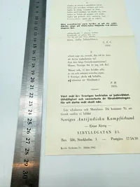 Svensk Nazistisk løbeseddel WW2, ekstremt sjælden
