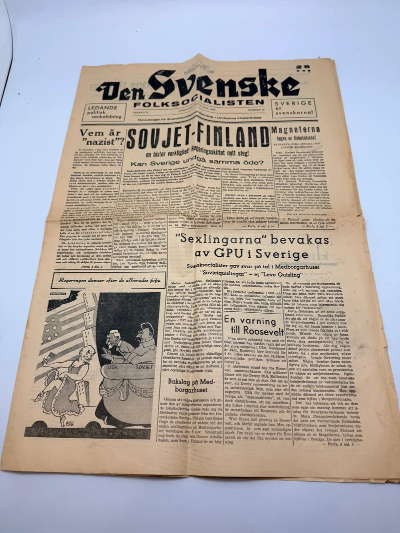 Svensk Nazistisk avis WW2 ekstremt sjælden