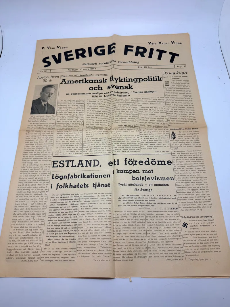 Svensk Nazistisk avis WW2 ekstremt sjælden