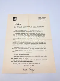 Svensk Nazistisk løbeseddel WW2, ekstremt sjælden