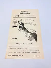 Svensk Nazistisk løbeseddel WW2, ekstremt sjælden