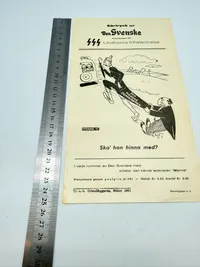 Svensk Nazistisk løbeseddel WW2, ekstremt sjælden