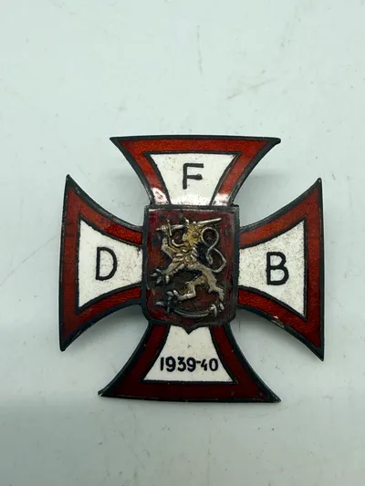 Lommemærke Den Danske Finlands Bataljon 1939/40 Sølv, sjældent originalt stykke
