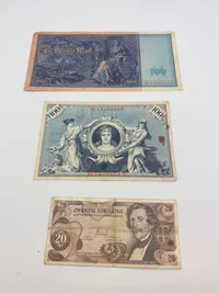 Samling tyske pengesedler, originale