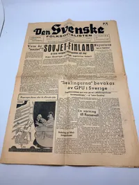Svensk Nazistisk avis WW2 ekstremt sjælden