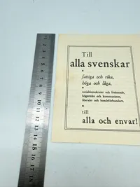 Svensk Nazistisk løbeseddel WW2, ekstremt sjælden
