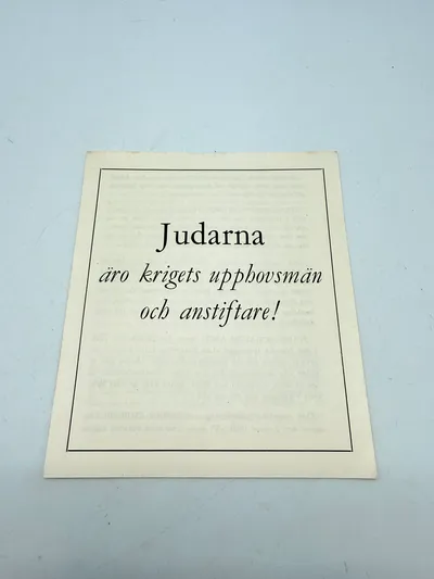Svensk Nazistisk løbeseddel WW2, ekstremt sjælden
