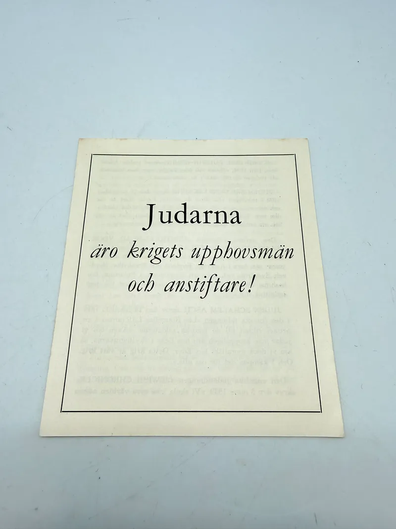 Svensk Nazistisk løbeseddel WW2, ekstremt sjælden