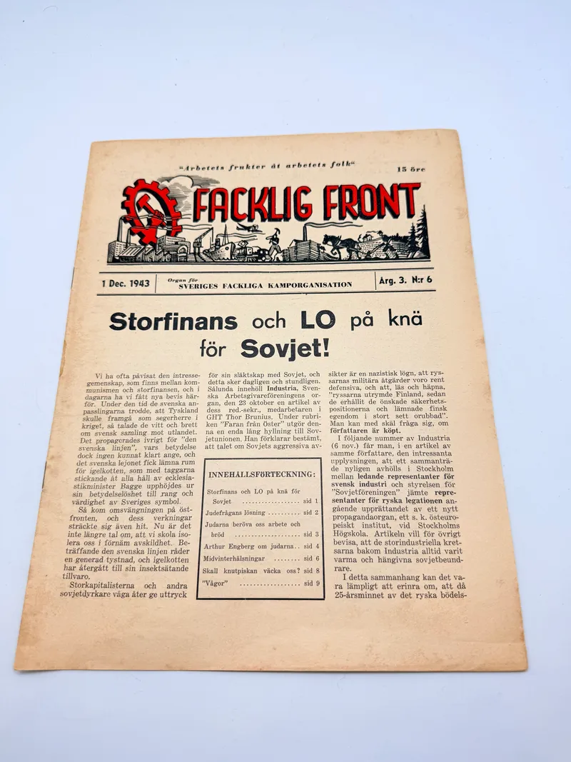 Svensk Nazistisk Blad WW2, ekstremt sjælden