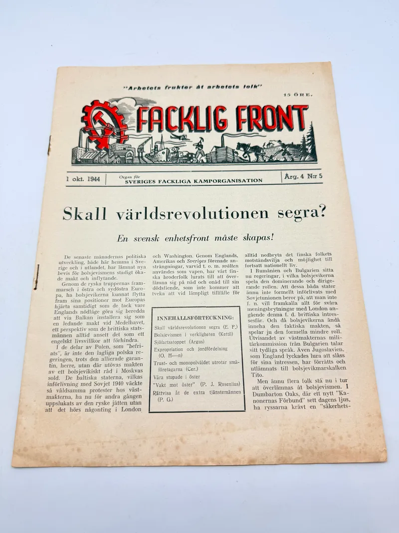 Svensk Nazistisk blad WW2, ekstremt sjælden