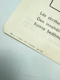 Svensk Nazistisk løbeseddel WW2, ekstremt sjælden
