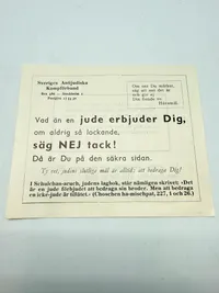 Svensk Nazistisk løbeseddel WW2, ekstremt sjælden