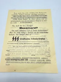 Svensk Nazistisk løbeseddel WW2, ekstremt sjælden