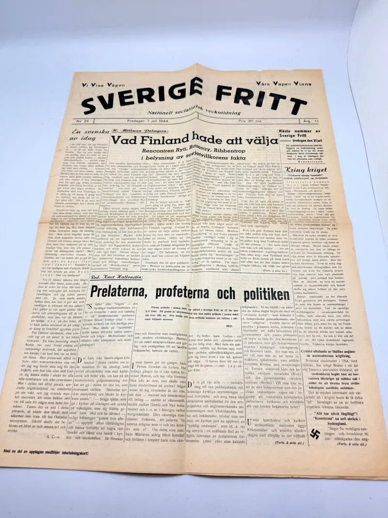 Svensk Nazistisk blad WW2, ekstremt sjælden