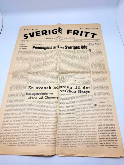 Svensk Nazistisk blad WW2, ekstremt sjælden