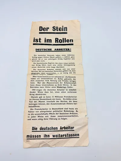 Sort propaganda smidt ned over Tyske byer WW2 og forbundet med Dødsstraf at besside, original