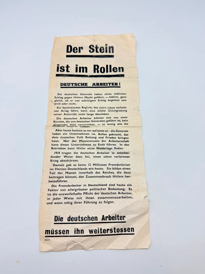 Sort propaganda smidt ned over Tyske byer WW2 og forbundet med Dødsstraf at besside, original
