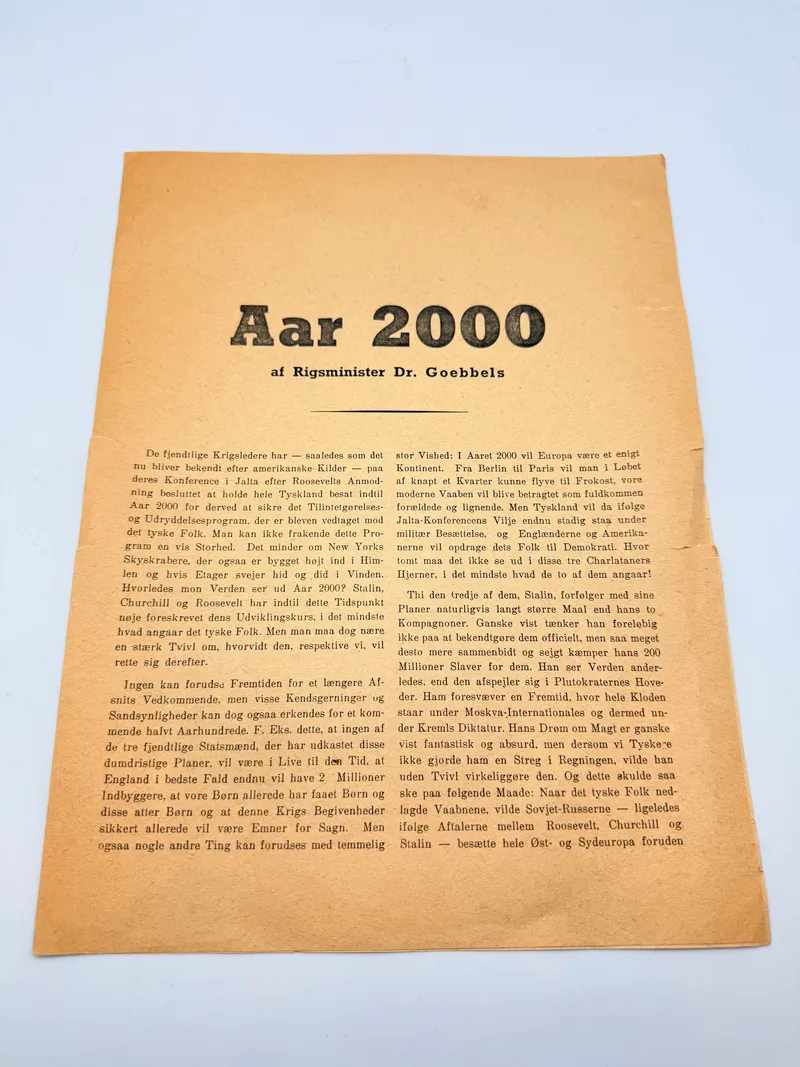 Året 2000 Tysk propaganda på Dansk, original