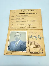 Dansk legitimationskort fra ww2. Originalt