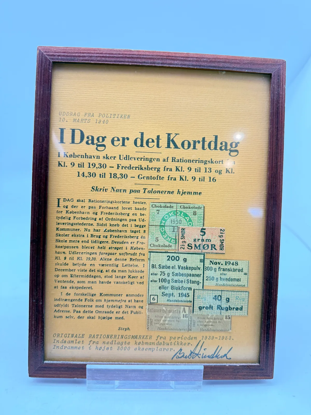 Danske rationeringsmærker. Originale