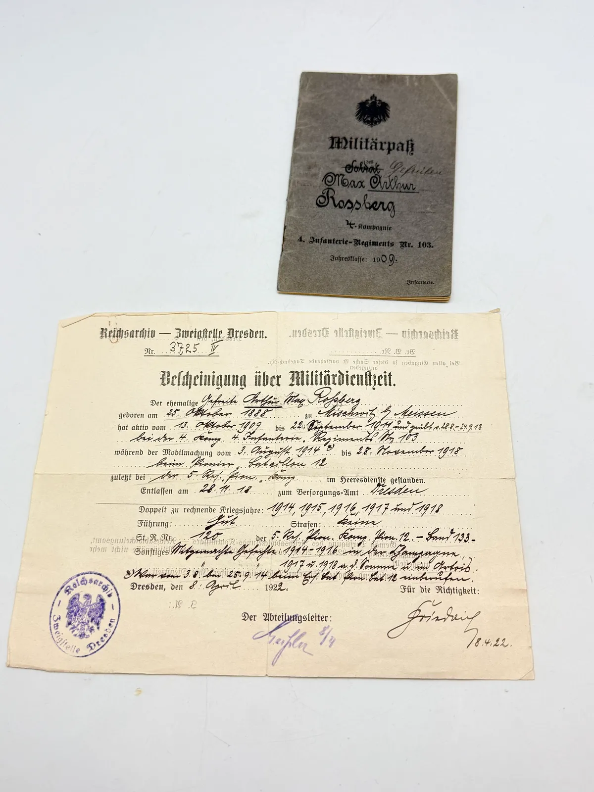 Tysk WW1 soldaterbog, original