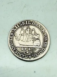 Dansk Vestindien sølvmønt 1740