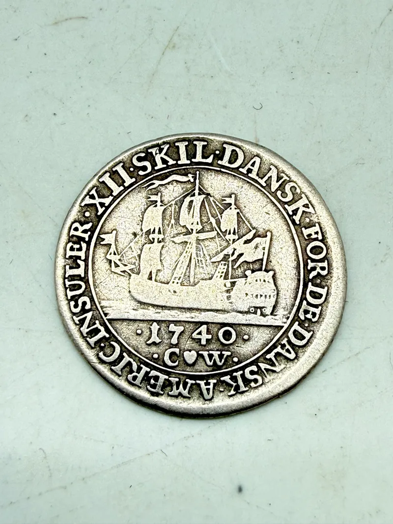 Dansk Vestindien sølvmønt 1740