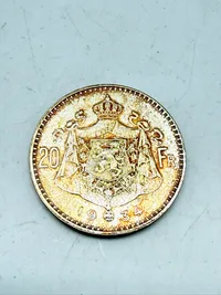 Belgien 20 Francs sølvmønt 1934