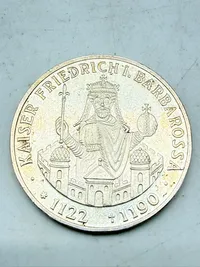 Tysk 10 Mark sølvmønt 1990