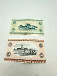 Gamle danske 10- og 5 kr. sedler