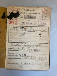 Sjælden original tysk Kriegsmarine solbog fra matros udstationeret i Danmark (Rømø) og naboøen Sylt 
Godt udfyldt