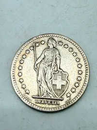 Schweiz 2 franc sølv, 10 gram 0.835 lødighed