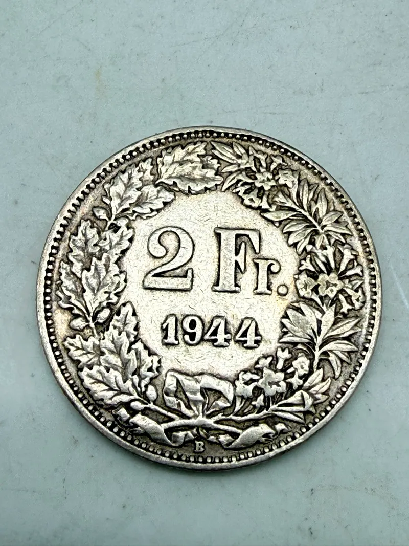 Schweiz 2 franc sølv, 10 gram 0.835 lødighed