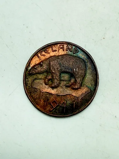 Island 1941 USAF Keflavik token, ekstrem sjælden token fra den amerikanske base i Keflavik på Island under 2. verdenskrig