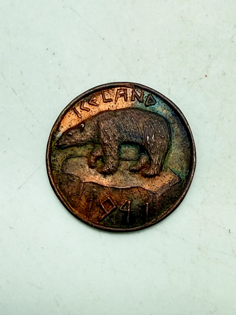Island 1941 USAF Keflavik token, ekstrem sjælden token fra den amerikanske base i Keflavik på Island under 2. verdenskrig
