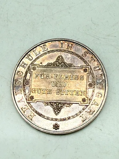 Tysk flidspræmie i sølv fra 1868, 5 gram ukendt lødighed