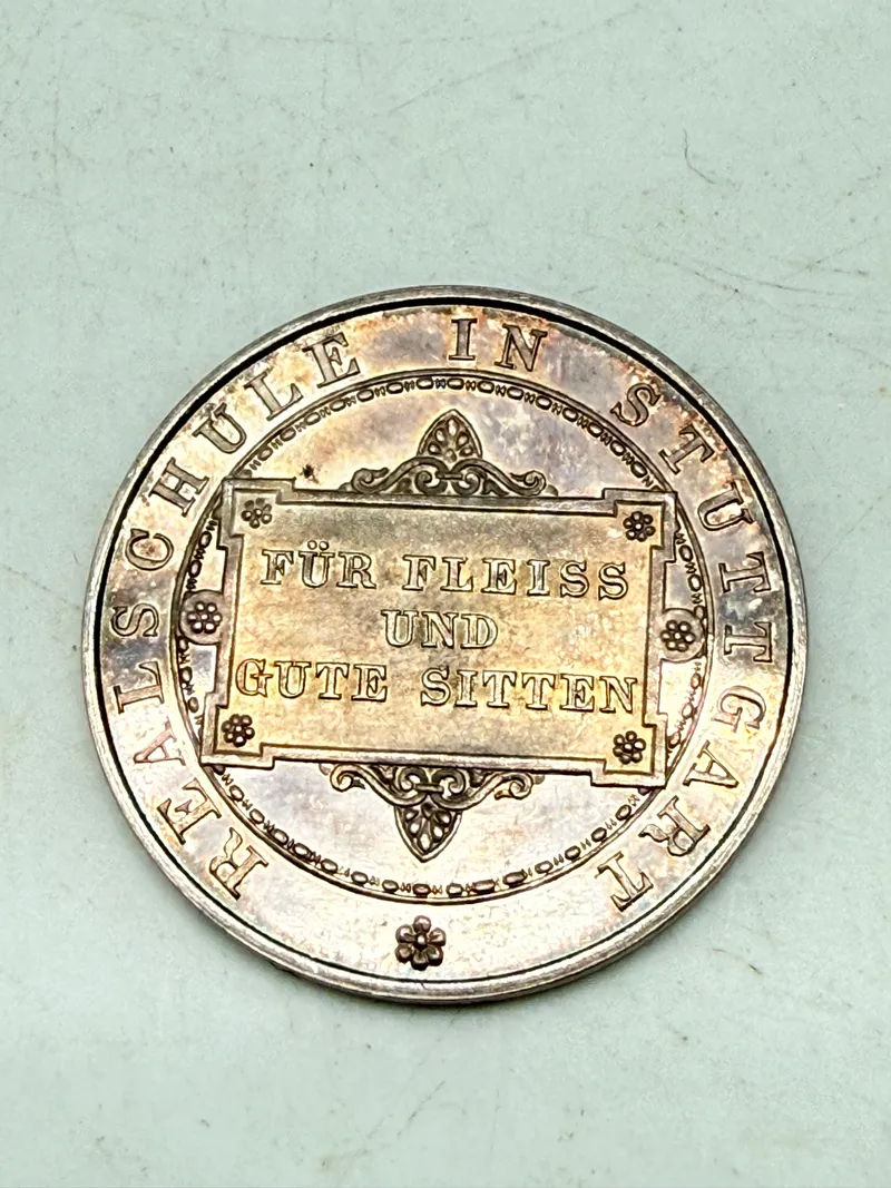 Tysk flidspræmie i sølv fra 1868, 5 gram ukendt lødighed