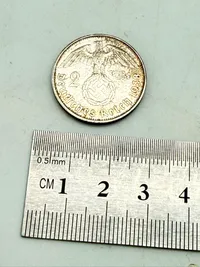 Tysk 2 mark sølv, 8 gram 0.625 lødighed