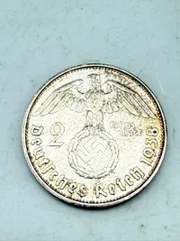 Tysk 2 mark sølv, 8 gram 0.625 lødighed