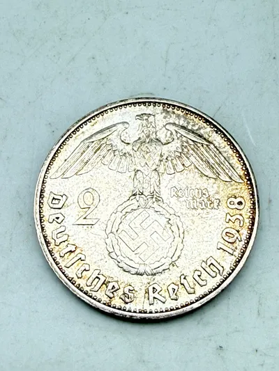 Tysk 2 mark sølv, 8 gram 0.625 lødighed
