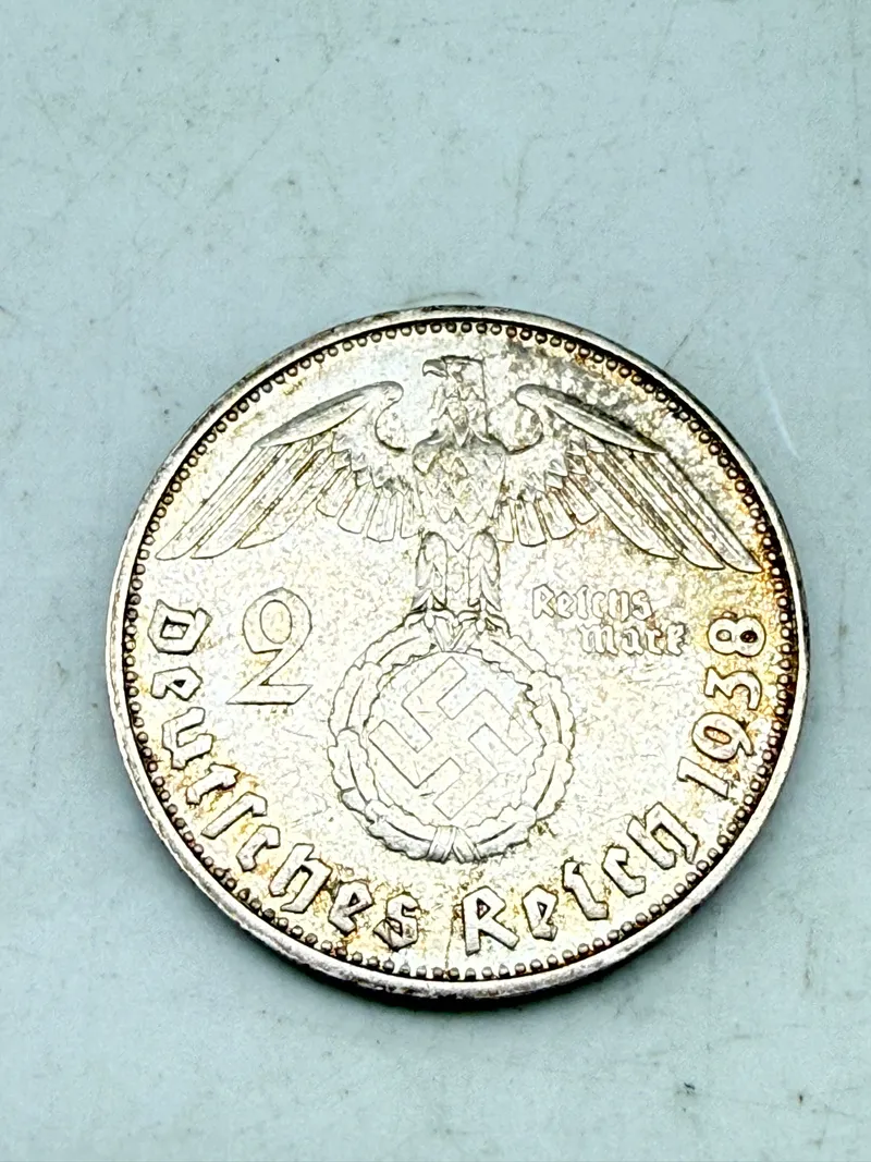 Tysk 2 mark sølv, 8 gram 0.625 lødighed